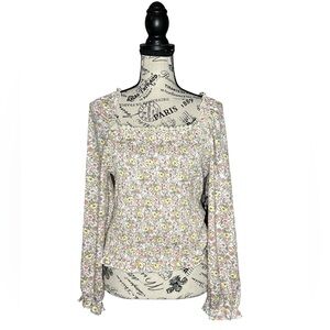NWT Ava Rose Floral Smocked Long Sleeve Top Boho Cottagecore Fairycore - Size XL